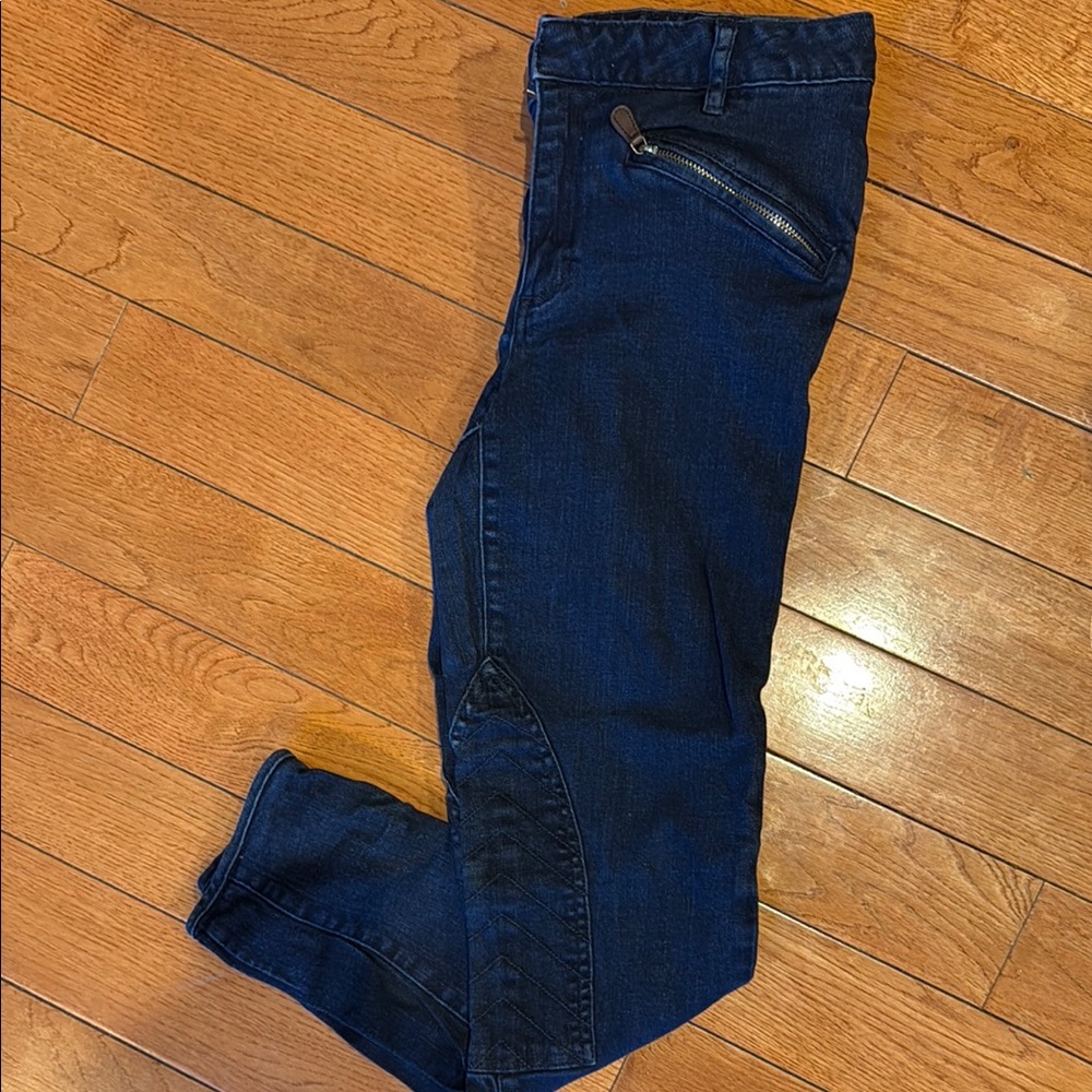 Dark Indigo Denim Jeans with Button Detail